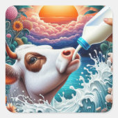 Kuhmilch Quadratischer Aufkleber (Vorderseite)