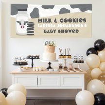 Kuhmilch und Cookies Beige Babydusche Banner