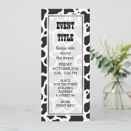 Kuhmuster-Hintergrund Einladung (Stehend Vorderseite)