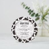 Kuhmuster Hintergrund Runde Einladung (Stehend Vorderseite)