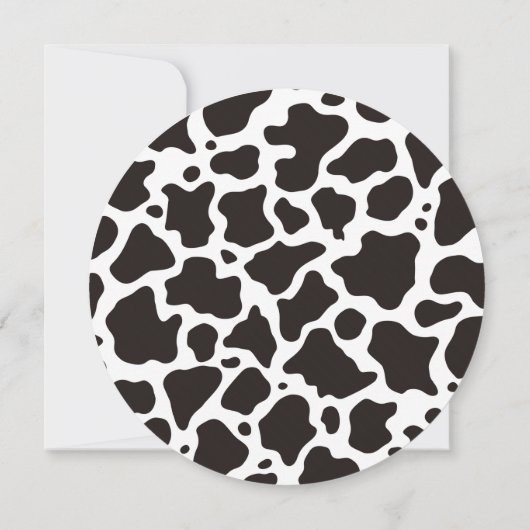 Kuhmuster Hintergrund Runde Einladung (Rückseite)