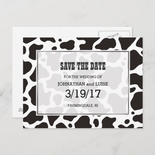 Kuhmuster Hintergrund Save the Date Postkarte (Vorne/Hinten)