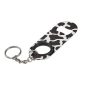 Kuhmuster-Hintergrund Schlüsselbund Flaschenöffner (Vorderseite Schrägansicht)