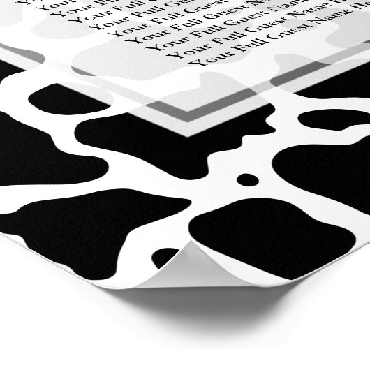 Kuhmuster Hochzeitsdiagramm Poster (Ecke)