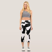 Kuhmuster Schwarz-Weiß Capri Leggings (Vorderseite)