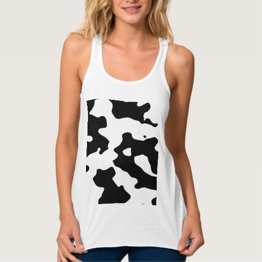 Kuhmuster Schwarz-Weiß Tank Top (Vorderseite)