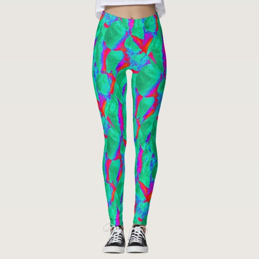 kühn abstraktes Design rot grün Leggings (Vorderseite)
