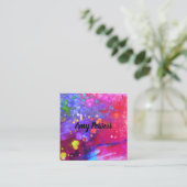 kühn bunter moderner abstrakter Aquarell Spritzer Quadratische Visitenkarte (Stehend Vorderseite)