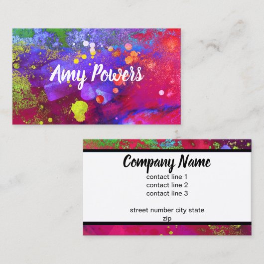 kühn bunter moderner abstrakter Aquarell Spritzer Visitenkarte (Vorne/Hinten)
