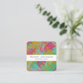 kühn farbenfroh, modern abstrakt, doppelseitig gef quadratische visitenkarte (Stehend Vorderseite)