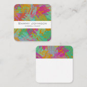 kühn farbenfroh, modern abstrakt, doppelseitig gef quadratische visitenkarte (Vorne/Hinten)