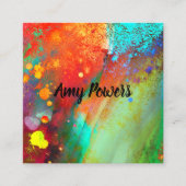 kühn farbenfrohe abstrakte Kunstfarbe Quadratische Visitenkarte (Vorderseite)