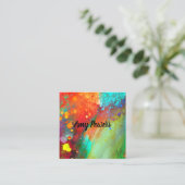 kühn farbenfrohe abstrakte Kunstfarbe Quadratische Visitenkarte (Stehend Vorderseite)