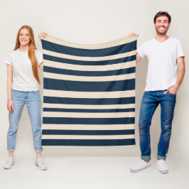 kühn gestreifte Navy Blue und Beige Küstendekorati Fleecedecke