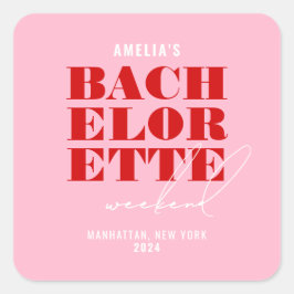 Kühn-Rosa Junggesellinnen-Abschied Quadratischer Aufkleber