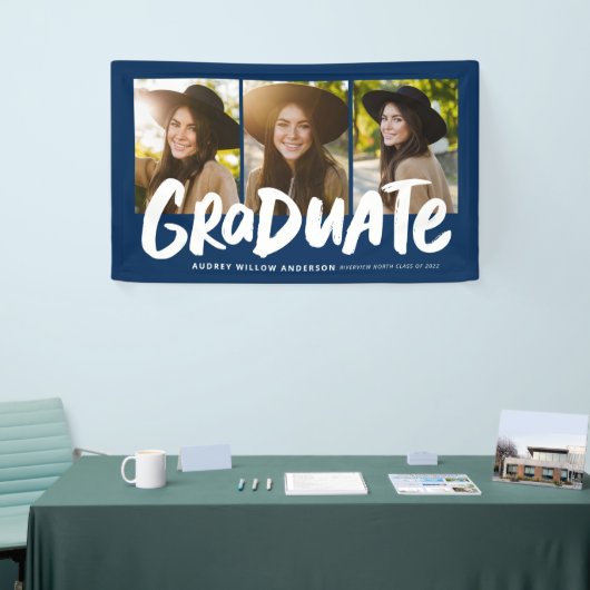 Kühne Absolvent moderne drei Foto Marine Abschluss Banner (Messeveranstaltung)