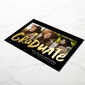 Kühne Absolvent modernen Gold drei Foto Abschluss Folieneinladung (Gedreht)