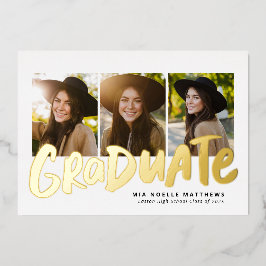 Kühne Absolventen moderner Gold 3 Foto Abschluss Folieneinladung