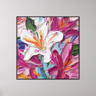 Kühne abstrakte Blumenkunst mit Lilienblüten Leinwanddruck