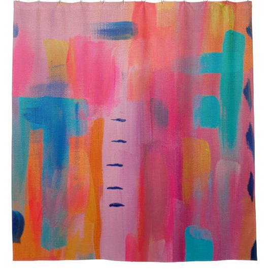 Kühne Abstrakte Kunst in Pinks und Blues Duschvorhang (Vorderseite)