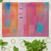 Kühne Abstrakte Kunst in Pinks und Blues Geschirrtuch (Gefaltet)