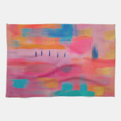 Kühne Abstrakte Kunst in Pinks und Blues Geschirrtuch (Horizontal)