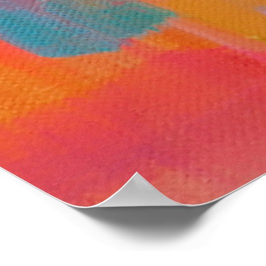 Kühne Abstrakte Kunst in Pinks und Blues Poster (Ecke)