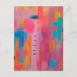 Kühne Abstrakte Kunst in Pinks und Blues Postkarte