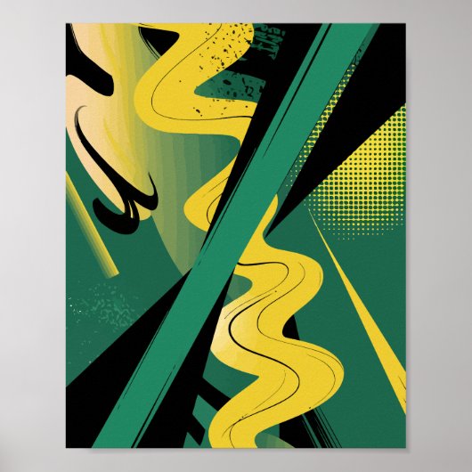 Kühne Abstrakte Kunst mit Waves und dynamischen Li Poster (Vorne)