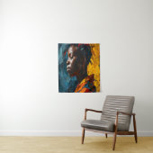 Kühne Abstrakte Portrait Vibrannte Expressionismus Wandteppich (Beispiel)
