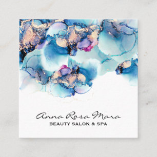 *~* kühne Abstrakte türkisfarbene Aquamarine Gol Quadratische Visitenkarte