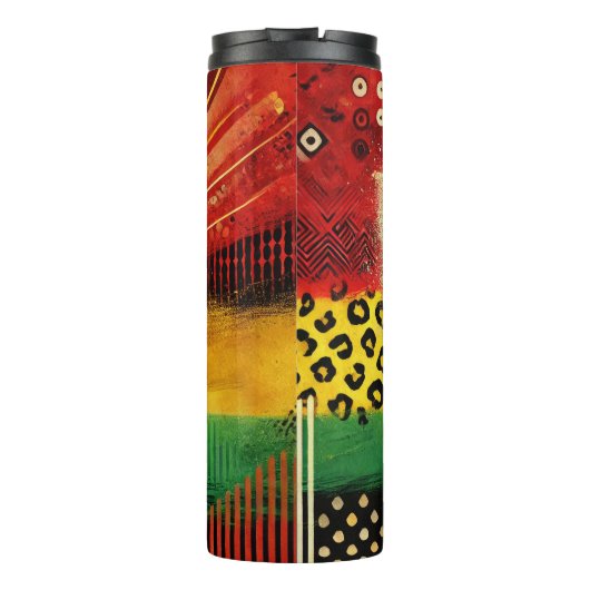 kühne afrikanische Silhouette Art Design Thermosbecher (Rückseite)