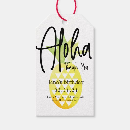 kühne Ananas und Skript Danke Geburtstag Geschenkanhänger (Vorderseite)
