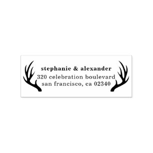 kühne Antlers Country Wedding Names Rücksendeadres Gummistempel