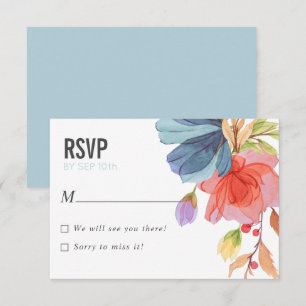 Kühne Aqua Wildblumen Hochzeit RSVP Einladung