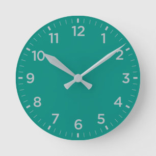 Kühne Aquamarine Cyan Grau Minimalistische Rundwa Runde Wanduhr