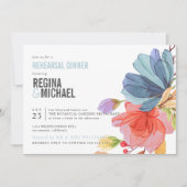 Kühne Aquarell Wildblumen Probe Abendessen Einladung (Vorderseite)