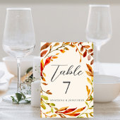 kühne Aquarellfarben Herbstleaves Hochzeit Tischnummer