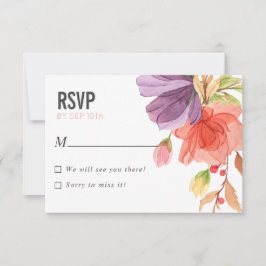 Kühne Aquarellfarben Wildblumen PINK Hochzeit RSVP Einladung