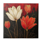 Kühne Art Deco Tulpen Fliese (Vorderseite)