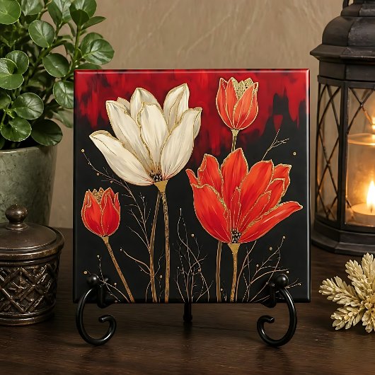 Kühne Art Deco Tulpen Fliese