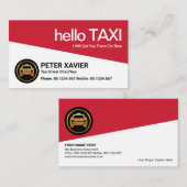 Kühne Atemberaubende Red Taxi Triangle Taxi-Fahrer Visitenkarte (Vorne/Hinten)