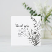 kühne B&W-Wildblumen Dankeskarte (Stehend Vorderseite)