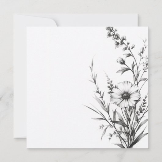 kühne B&W-Wildblumen Dankeskarte (Rückseite)