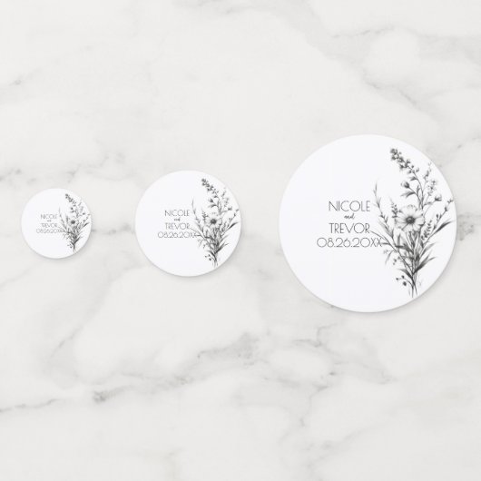 kühne B&W-Wildblumen Konfetti (Rückseiten)