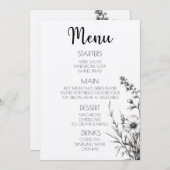 kühne B&W-Wildblumen Menükarte (Vorne/Hinten)