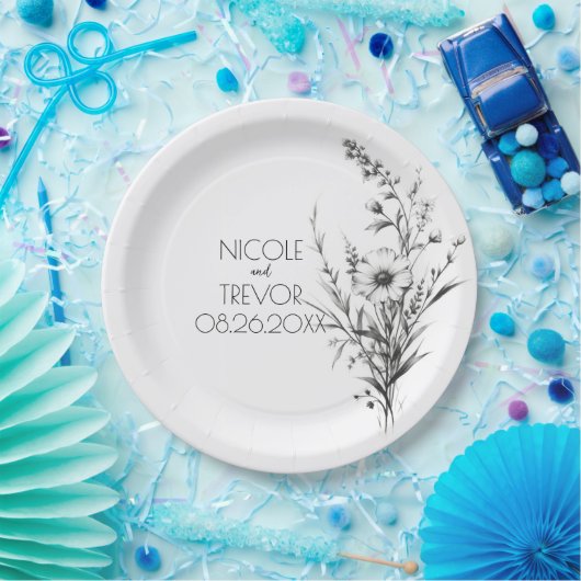 kühne B&W-Wildblumen Pappteller (Party)