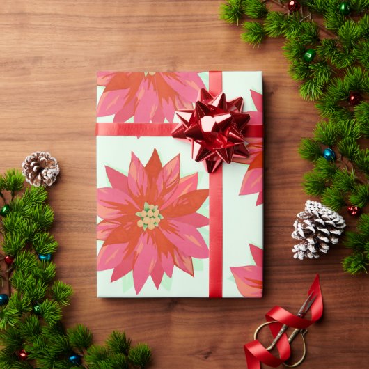 Kühne, bemalte Poinsettia Weihnachts-/Feiertagsges Geschenkpapier (Feiertagsgeschenk)