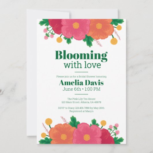 Kühne Blooms Bridal Dusche Einladung (Vorderseite)