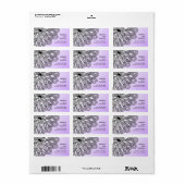 Kühne Blume auf Lila Rücksendeadressen-Aufklebern. Adressaufkleber (Vorne)